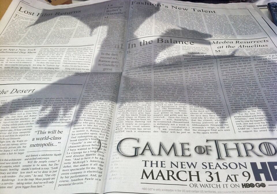 Games of Thrones Werbung New York Times